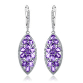 Natural Amethyst Marquise Shape Silver Drop Earrings for Women